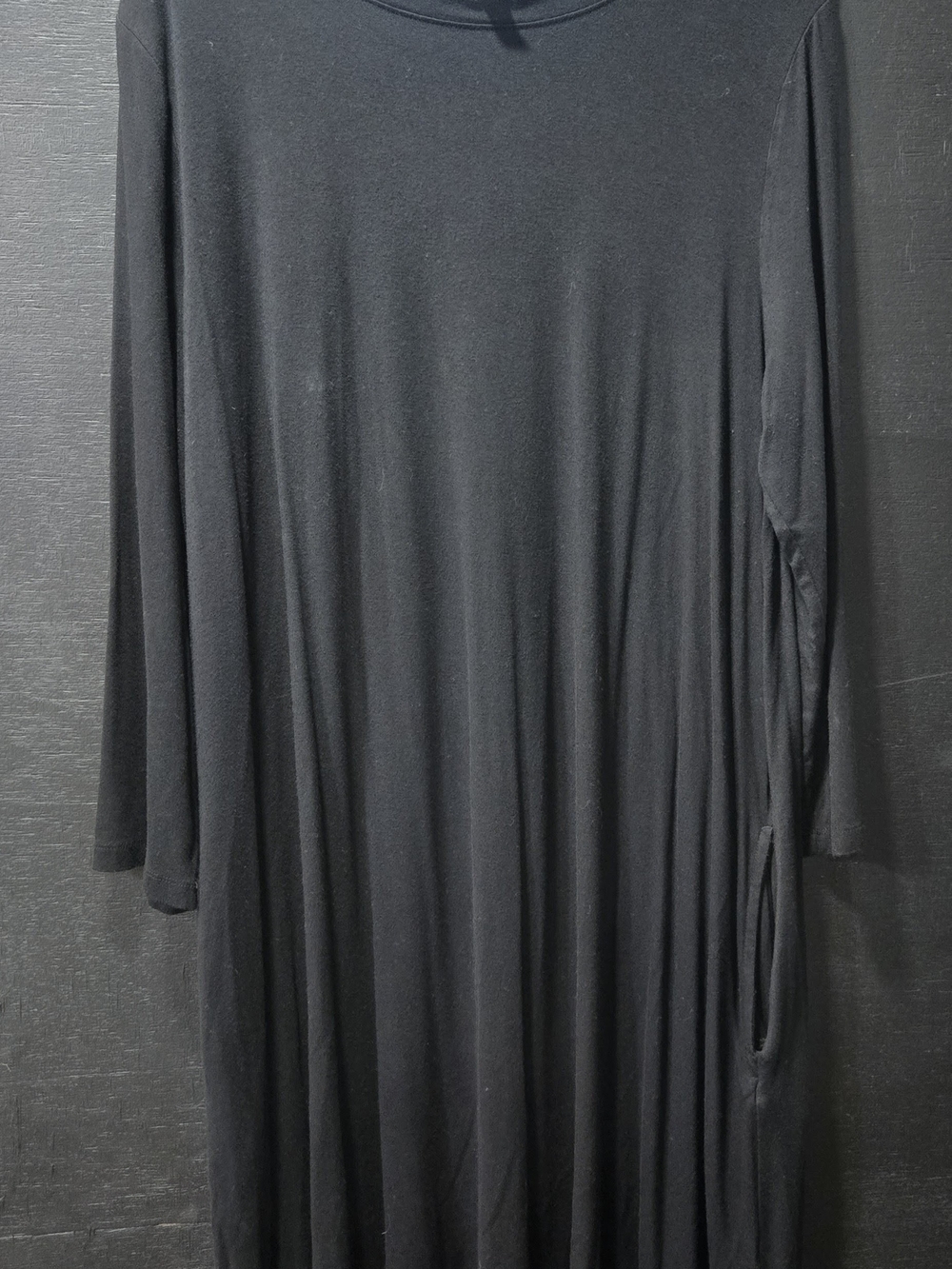 Time and Tru Black 3/4 Sleeve Mini Swing Dress